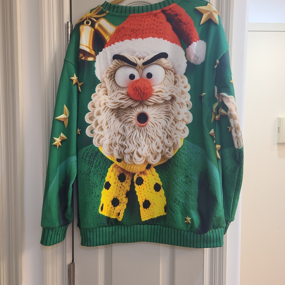 Festive Green Ugly Santa Sweater